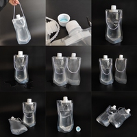 En stock – Vente en gros – Pochettes transparentes anti-fuite de qualité alimentaire avec bec verseur et corde portable 500 ml pour vin et jus