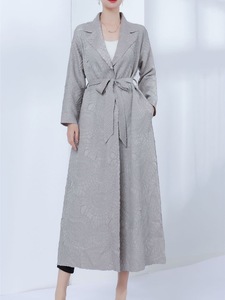Abrigo Floral plisado Miyake con patrón de encaje Balt Personalizar Abaya Luxuiry Large <span class=keywords><strong>Max</strong></span> Chaqueta larga elegante de cuello ancho para mujer - Product Image 5