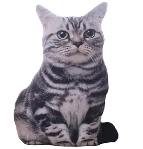 2022 핫 세일 친환경 실물 같은 봉제 고양이 도매 3D 애완 동물 개 모양의 부드러운 봉제 인형 베개 고양이