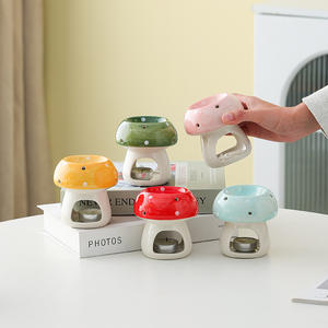 Diffuser Aroma berbentuk jamur keramik baru, penghangat lilin pembakar minyak esensial untuk meditasi Yoga Spa - Product Image 2