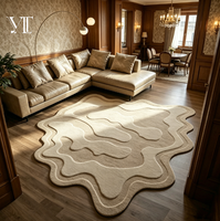 Tapis fait main au design moderne, tapis sur mesure de forme fluide, tapis tufté pour la maison, l'hôtel et la villa