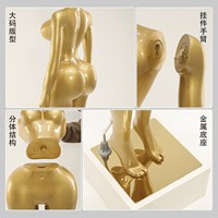Mannequin de luxe doré pour femme, corps entier, courbes BBL, taille fine, hanches larges, mannequins grande taille