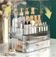 Organisateur de maquillage de bureau transparent en acrylique avec plusieurs compartiments pour le stockage du rouge à lèvres et des cosmétiques