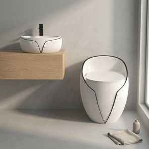 Nouvelle toilette <span class=keywords><strong>WC</strong></span> monobloc en céramique, forme œuf, à poser au sol, avec chasse d'eau à jet siphonique, pour salle de bain d'hôtel - Product Image 2