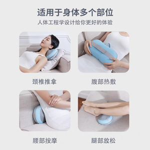 Massage Pillow Rechargeable Neck Waist Massager Hot Compress Timing Function PU Leather Lithium Battery - Product Image 2