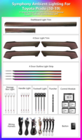 Kit de Actualización de Luces LED Interiores para Toyota Prado LC150 2010-2019, Estilo Escama de Dragón de Carbono/Madera, Luz Ambiental Sinfónica