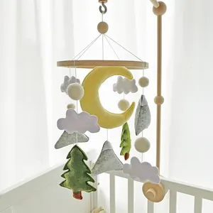 Ay dağ ağacı kreş asılı yatak oyuncaklar el yapımı keçe bebek müzik cirb cep