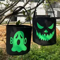 Sac fourre-tout lumineux personnalisé pour bonbons d'Halloween, motif fantôme fluorescent, pour enfants, cadeaux de fête d'Halloween