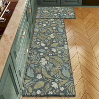 Tapis de sol antidérapant double face imperméable et anti-graisse pour cuisine domestique, avec motif plantes et fleurs