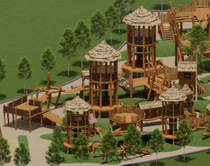 Tùy chỉnh sân chơi bằng gỗ thiết bị sân chơi ngoài trời hấp dẫn cho trẻ em | Gỗ tự nhiên công viên chủ đề thiết kế - Product Image 5