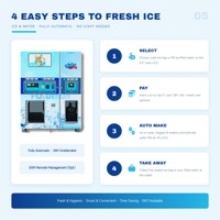 Distributeur automatique de glace et d'eau commerciale 180-450 kg/jour, machine à glaçons en cubes en libre-service, eau purifiée par osmose inverse 800 GPD, ensachage automatique