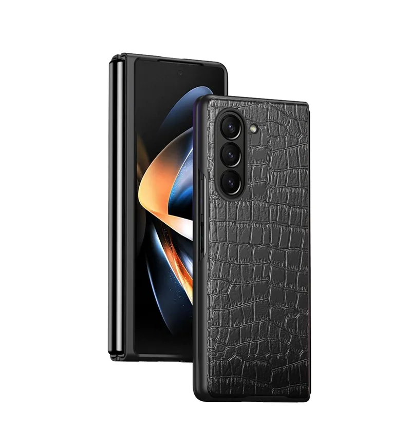 Extra Dunne Schokbestendige Krokodillenpatroon Lederen All-Inclusive Vouw Beschermende Lederen Hoes Voor Samsung Galaxy Z Fold 5