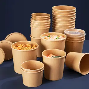 Caixas De Recipientes De Almoço De Lanche De Refeição Personalizada Descartável Caixa De Embalagem Para Ir Recipiente De Papel Take Away Kraft Food Bowls