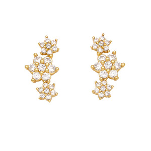 2025 moda Boutique Simple circón estrella Luna ojo Stud pendientes dulce pequeño Super brillante cobre circón pendientes joyería - Product Image 3