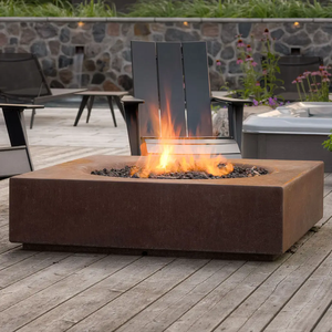 Custom Rust Corten Steel <b>Fire</b> <b>Table</b>, Wood Burning Outdoor <b>Fire</b> <b>Pit</b> for Patio Party Entertainment - Product Image 5