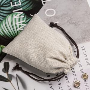 RTSカスタムロゴ高品質ヘリンボーンコットン巾着袋ジュエリーギフトポーチ - Product Image 2