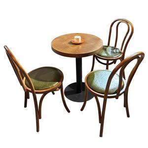 Moderno retrò in legno massello Set di sedie da bar per dolci e latte negozi di tè stile occidentale americano per ristoranti bar - Product Image 5