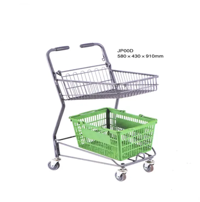 Japon çift katlı alışveriş sepeti süpermarket alışveriş arabası JP00D