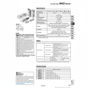 MXQ16-20C โต๊ะสไลด์ลมนิวเมติก SMC - Product Image 1