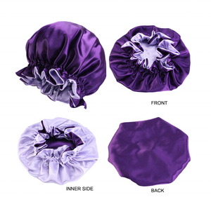 Top Lujoso Mujeres Belleza Cuidado del cabello Doble capa Reversible Night Sleep Hat Satin Sleeping Cap - Product Image 1
