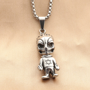 Yunnique – collier avec pendentif tête de mort en acier inoxydable pour hommes, Style Punk rétro, design géométrique, bijoux à la mode - Product Image 1