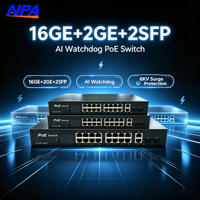 Switch PoE Gigabit Completo con 16+2 Puertos de Enlace Ascendente Gigabit + 2 Puertos SFP, VLAN, Protección contra Rayos de 6KV, Extensión de 250m para Cámaras IP CCTV AP-30416GE