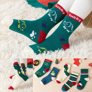 Chaussettes éponge épaissies pour enfants serviette chaude d'hiver pour garçons filles conception de dessin animé de dinosaure doublé <span class=keywords><strong>polaire</strong></span> grandes tailles équipage tricoté - Product Image 3