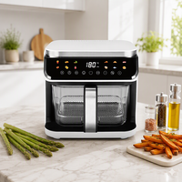 Friteuse à air chaud électrique 5,5 L avec 8 programmes prédéfinis, panier en verre transparent, sans huile, appareil de cuisine sain pour la maison