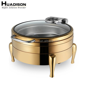 Huadison Dubai Hotel <span class=keywords><strong>Restaurant</strong></span> chauffe-plats hydrauliques ronds chauffe-plats en or de luxe - Product Image 3