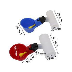 Lot de 10 abreuvoirs automatiques pour poulets avec kit de raccord en T de 20 mm et 25 mm, pour volailles, cailles, pigeons, avec coupelles rouges/bleues/jaunes - Product Image 2