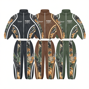 Wholesale Printed Windbreaker <b>Tracksuit</b> Nylon Men Zipper Custom Logo Regular Two Piece Jacket Trouser Set Eco-Friendly Windproof - Product Image 1