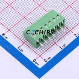 MX128-2.54-07P-GN01-Cu-Y-A Screw Terminal Block Through hole Component (THT),P=2.54mm Connector 1x7P 2.54mm Green Through Hole - Product Image 2