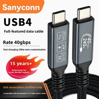 Kabel Data USB 4.0 Tipe-C Kustom Pabrik, Pengisian Cepat, Mendukung Transmisi Definisi Tinggi 8K 60Hz, Desain Kepang untuk
