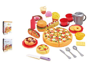 Ensemble éducatif 31 pièces coupe restauration rapide semblant jouer cuisine cuisine jouets pour enfants filles jouer maison femme au foyer Hamburger français - Product Image 3
