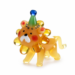 Ornamento Artigianale in Vetro Smaltato, Statuetta in Vetro Boshan, Piccolo Leone in Cristallo, Magnete per Frigorifero, Decorazione da Scrivania, Regalo Fatto a Mano - Product Image 1