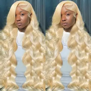 12a Grade High Quality Raw Virgin 613 13x4 13x6 Natural HD Swiss Lace Front Wig Body Wave with Baby Hair Blonde Human Hair Wigs