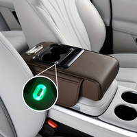 Nouveauté : Accessoires de voiture, coussin d'accoudoir de voiture multifonctionnel en cuir avec fonction de charge par interface Type-C