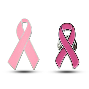 Pin de solapa de esmalte metálico de fábrica, verde, azul, blanco, rojo, rosa, con lazo de concienciación sobre el cáncer de mama - Product Image 1