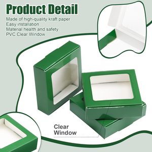 Cajas de Papel Kraft Verde Oscuro con Ventana <span class=keywords><strong>para</strong></span> Dulces, Cajas Pequeñas <span class=keywords><strong>para</strong></span> Regalos, Porta Jabones, Mini Cajas <span class=keywords><strong>para</strong></span> Regalos <span class=keywords><strong>para</strong></span> Panadería y Chocolate - Product Image 4