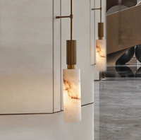 Lampe murale intérieure en fer de style nordique simple et luxueux, marbre naturel espagnol avec lumière LED, lampe créative pour villa, hôtel, couloir