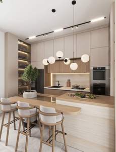 Cbmmart ตู้ครัวสไตล์แบนเคลือบเงา, ตู้ครัวไฟ LED ตู้ทัซมาฮานเคาน์เตอร์ปรับแต่งได้แบบคลาสสิก - Product Image 3