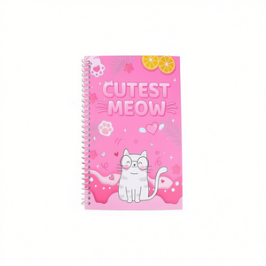 Cutest Meow Cat Notebook A4 100 Pages Spiral Bound Lined Paper Cover Printed Design For Kids And Students - Product Image 1
