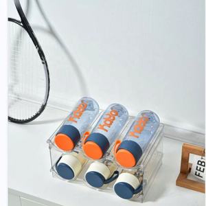 <span class=keywords><strong>Porte</strong></span>-bouteilles rectangulaire en plastique PET empilable transparent sans BPA pour réfrigérateur, garde-manger, organisateur de bouteilles d'eau, boissons - Product Image 4