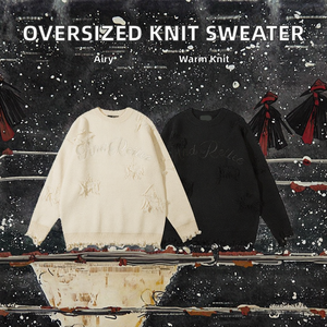 เสื้อไหมพรมโอเวอร์ไซส์สไตล์ฮาราจูกุ  ปักลาย  ระบายอากาศได้ดี  ไม่หด  โลโก้ด้านหน้า  ตัวอักษรที่คอ  แฟชั่น  ฤดูใบไม้ร่วง/ฤดูหนาว 2024 - Product Image 2