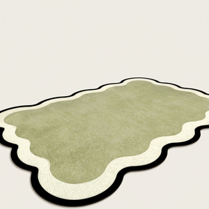 EIFFEL HOME Tapis de salon scandinave moderne et minimaliste, motif ondulé, fibre de polyester, antidérapant, facile à nettoyer, pour canapé et table basse - Product Image 1