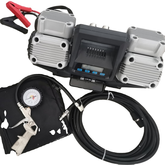 400L 12V Portable Heavy Duty Car Tyre Pump 4 Cylinder Metal Car Tire Inflator Compressor