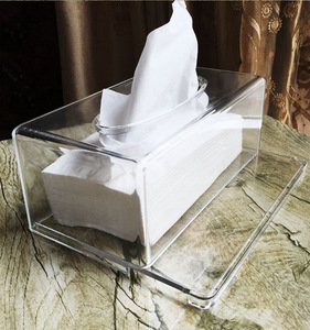 Wholesale Custom Printed Tissue Holder Plastic Transparent Clear Cover Square Toilet Paper Acrylic Tissue Box