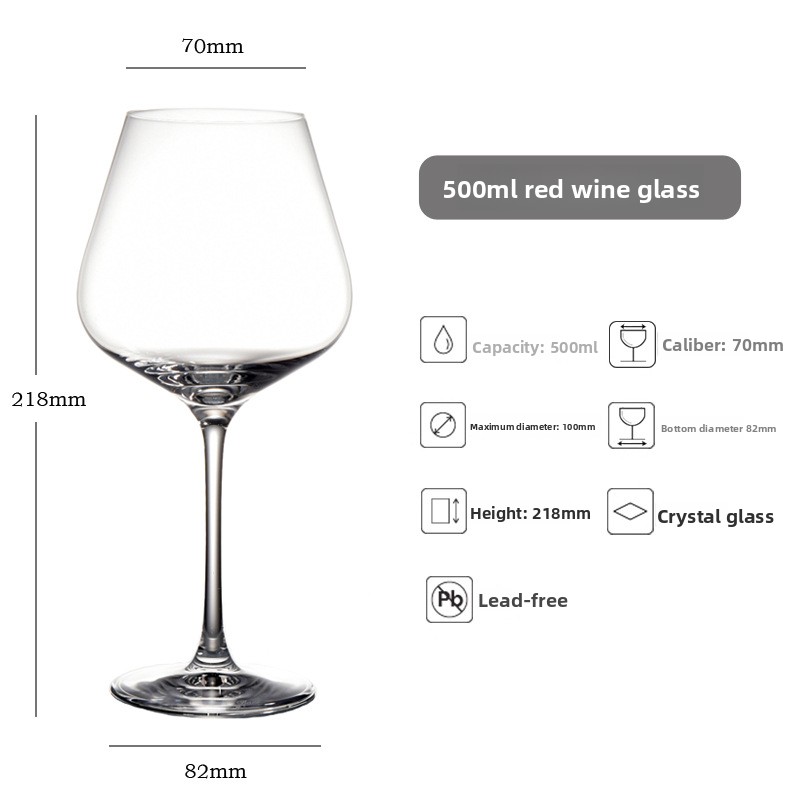Grand verre à vin en cristal bordeaux, bol transparent