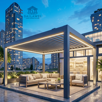 Pergola extérieure abordable 4x4m avec toit à lames en aluminium, ouverture manuelle, abri solaire résistant aux intempéries pour jardin, vente directe usine