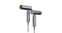 Pengering Rambut Motor DC Ringkas dengan Lampu Ambient Ionik, Aksesoris Penataan Rambut All-In-One, Perlindungan Panas, 2 Kecepatan, Nozzle Konsentrator